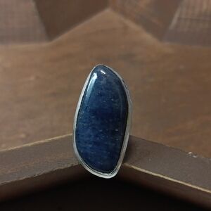 Hand Crafted Deep Blue Stone Silver Ring